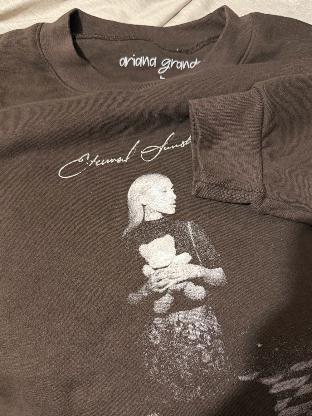 Ariana Grande Brown Kids Graphic Crewneck Sweatshirt